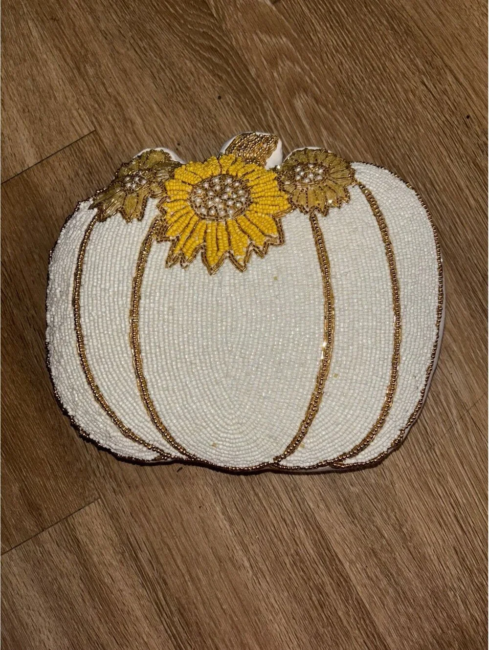 Autumn Hill pier 1 seed beaded white pumpkin sunflower throw pillow NWOT box s